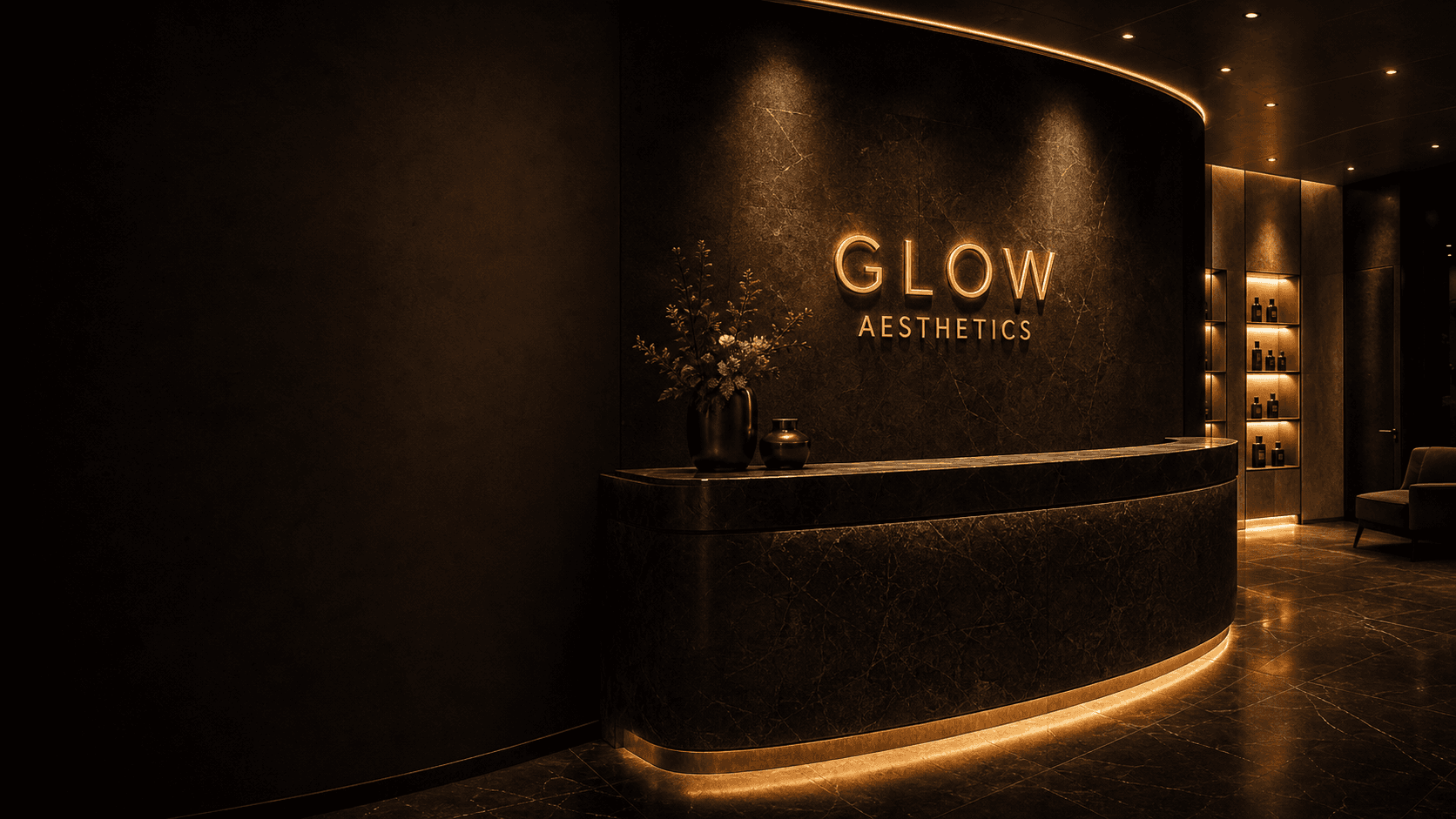 Luxury Glow Aesthetics reception interior